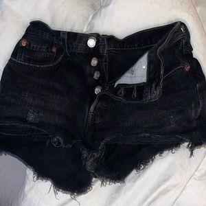 Levi's black ripped shorts